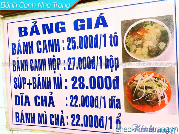 Bánh canh Nha Trang ngon Cô Hà Menu